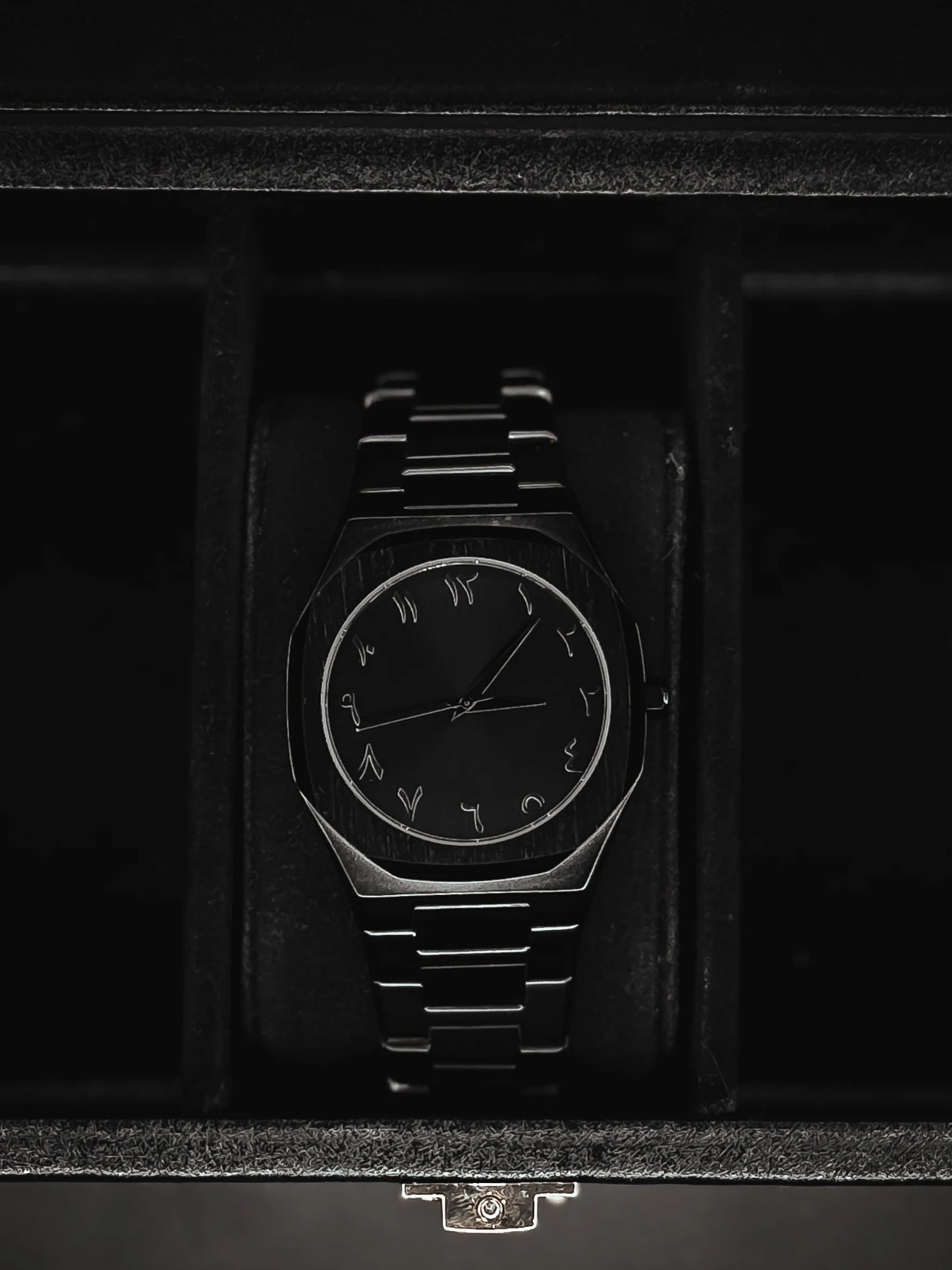 Midnight Noir Arabic Dial Stainless Steel Watch