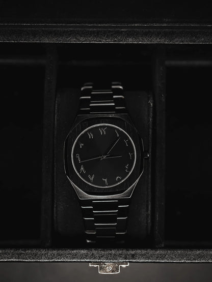 Midnight Noir Arabic Dial Stainless Steel Watch